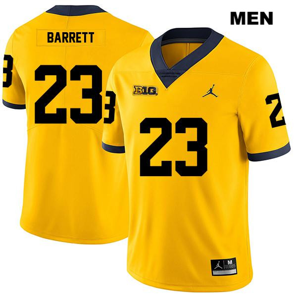 Men's NCAA Michigan Wolverines Michael Barrett #23 Yellow Jordan Brand Authentic Stitched Legend Football College Jersey EG25Z87CP